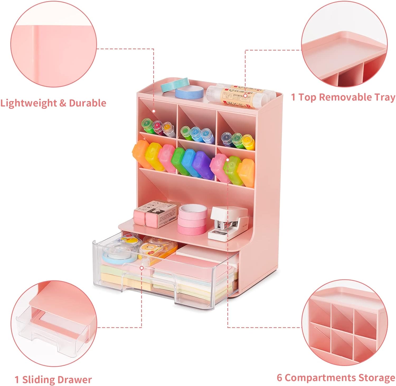 Slop Desktop Storage Box With Drawer, Classify Drawer Type Storage Box, 6 Compartment Multipurpose Organizer With Drawer, Rounded Corners Desk Stationary Organizer, Office School Inclines Desk Pen Organizer Slop Desktop Storage Box With Drawer, Classify Drawer Type Storage Box, 6 Compartment Multipurpose Organizer With Drawer, Rounded Corners Desk Stationary Organizer, Office School Inclines Desk Pen Organizer
